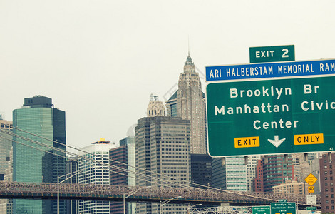 纽约市附近的大型州际公路标志和方向图片