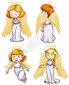 白色背景天使的简单草图插图片
