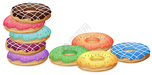 五颜六色的甜圈的插图图片
