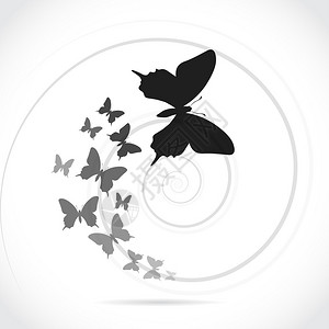 跟随领导者的一群五颜六色的蝴蝶插图背景图片