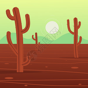 有仙人掌的沙漠卡通景图片