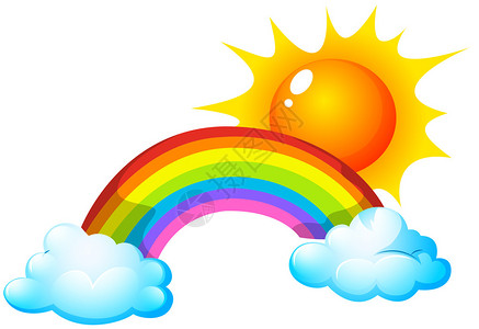 太阳和彩虹的插图图片