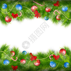 圣诞背景与冷杉树枝矢量图背景图片