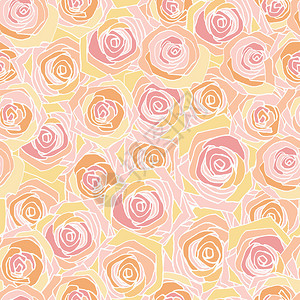 简单的粉黄白和色大纲紫玫瑰图案图片