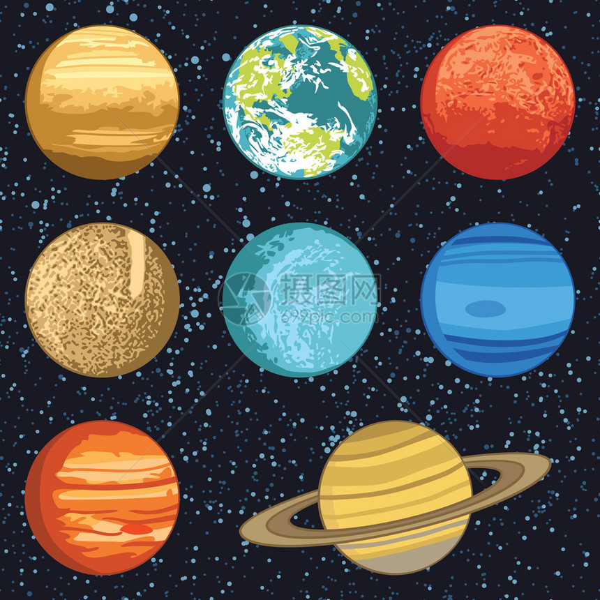 太阳系行星矢量图图片