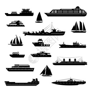 船舶和船只蒸汽船游艇和油轮货运业装饰图标图片