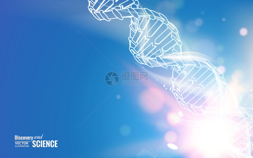 蓝色抽象背景的DNA链图片