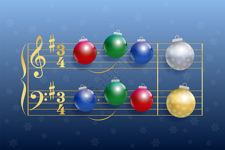 圣诞颂歌由彩色闪亮的圣诞树球组成图片