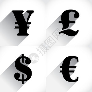 欧元美元英镑和日元符号背景图片