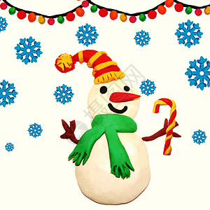 橡皮泥的雪人可爱的圣诞贺卡图片