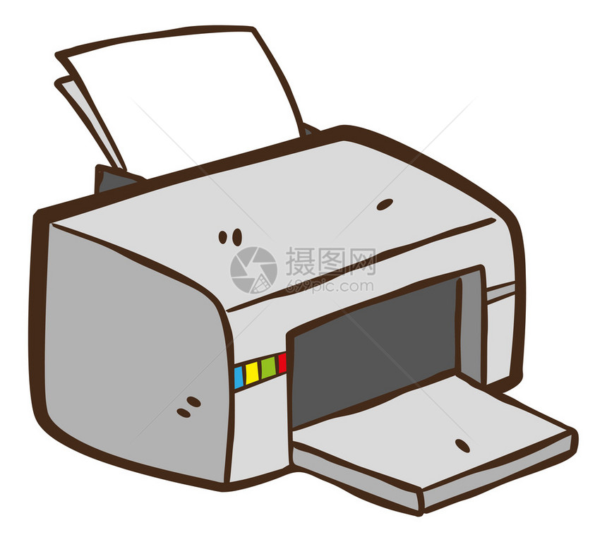 卡通打印机卡通上白色孤立图片
