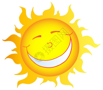 概括了快乐的太阳卡通字符Vecto图片