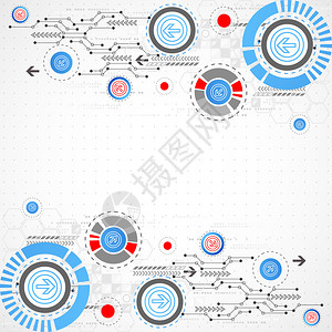 带有圆圈和箭头的技术背景图片