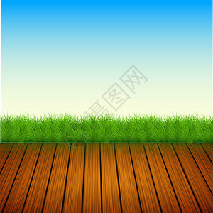 带草的矢量木地板天图片