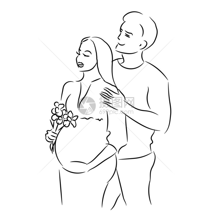 男人和女人是怀孕的矢量剪影图片