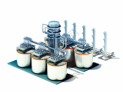 蒸馏在白色上隔离的炼油厂工3d模型设计图片