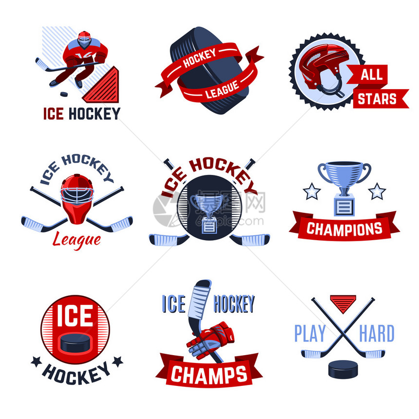 冰球运动联盟冠军标志设置了孤图片