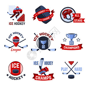 冰球运动联盟冠军标志设置了孤图片