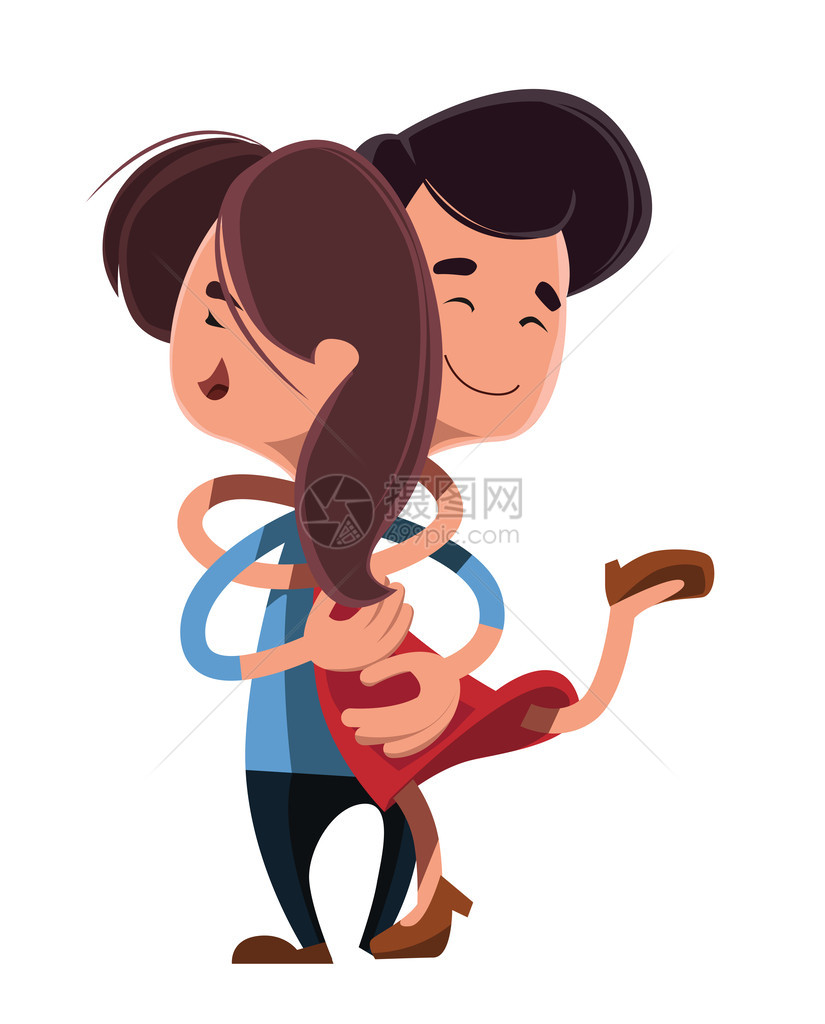 情侣拥抱矢量插画卡通人物图片