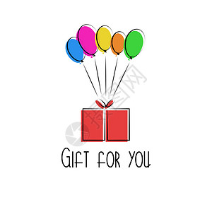 盒子中的礼品彩色气球生日背图片