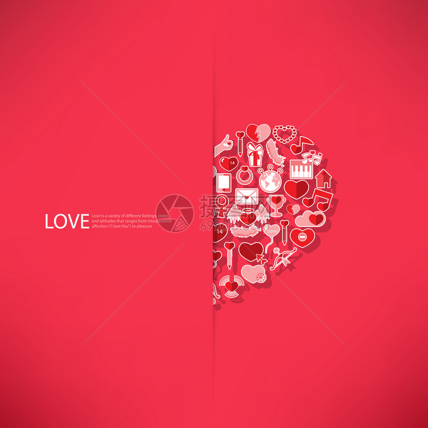 红图标心脏红图标情人节卡片在图标的爱背图片