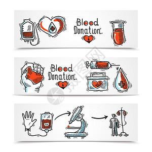 捐赠器官和献血捐素描草画横幅设置孤图片
