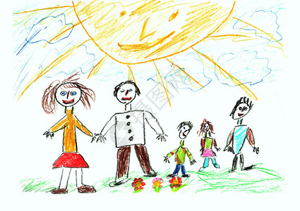 孩子们画着幸福图片