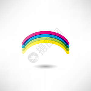 彩虹简单图标矢量图示在背景图片