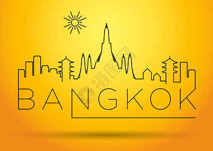 曼谷城市线Silhouette平面图设图片