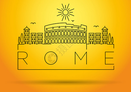 罗马城市线Silhouette平面图设图片