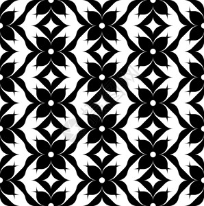 黑白无缝模式花朵时尚抽象背景图片
