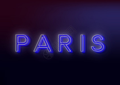 霓虹灯招牌设计明亮的夜光铭文巴黎图片