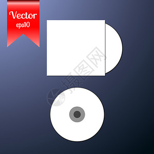 空白色CD光盘与清晰的空白封面模拟板您的业务设计的矢量图分层图片