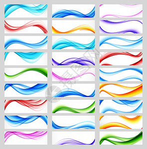 一组波浪形彩色横幅标题网页设计图片