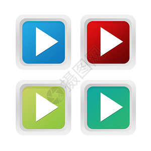 一组方形多彩按钮以蓝绿和红颜色图片
