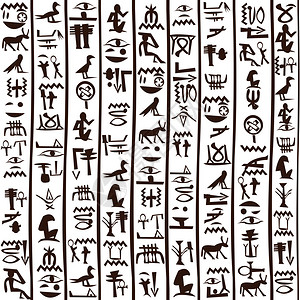黑色和白色埃及象形文字背景图片