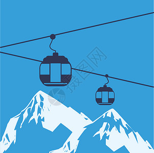 蓝色背景的滑雪设计矢量图示图片