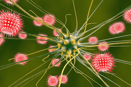 脑炎神经感染脑部感染神经元和感染的脑细胞科学背景医学背景图片