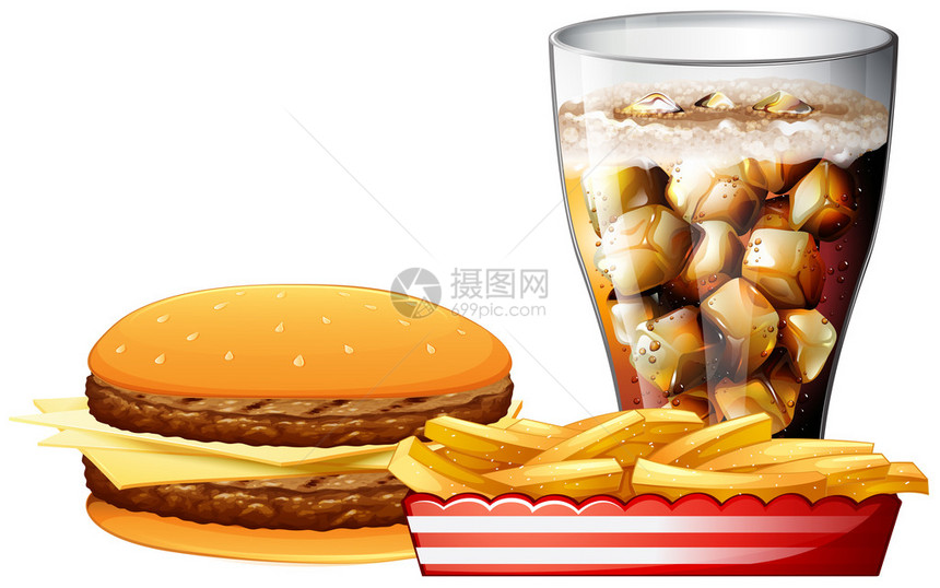 汉堡薯条和可乐插图图片
