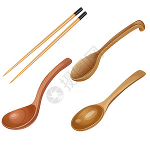木勺三种木筷一对背景图片
