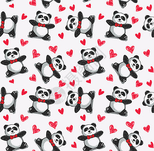 有红心背景的熊猫可爱动物模图片