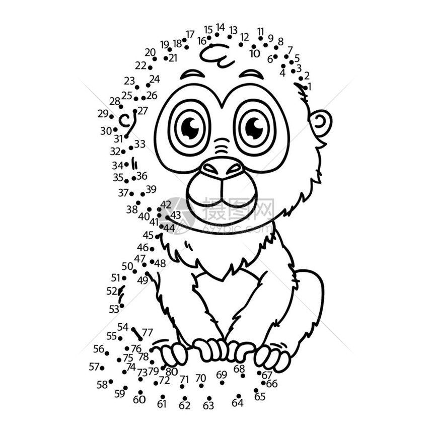 为儿童用快乐的卡通猴子来拼图图片