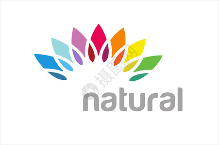 抽象矢量彩色花类似于太阳标识水疗自然设计自然护理健康和健康产品抽象花图标花标志彩色自背景图片