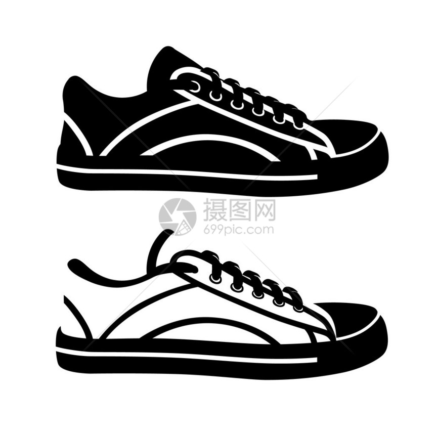 矢量中的标志黑白运动鞋图片