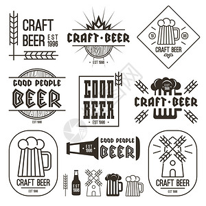 白底孤立的手工艺啤酒酿标志标图片