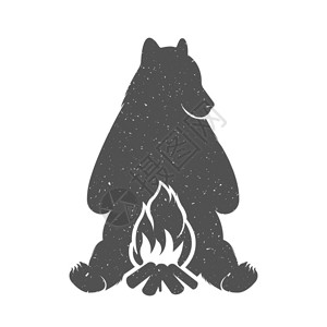 白色背景有营的矢量指示贝尔猎人熊标志可用于印T恤衫标签徽章贴图片