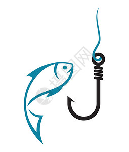 钓鱼钩和鱼的矢量插图背景图片