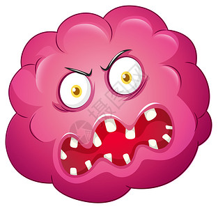 粉红色的细菌与丑陋的脸图图片