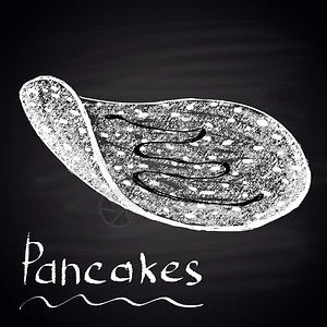 粉笔绘制的煎饼插图甜点主题背景图片