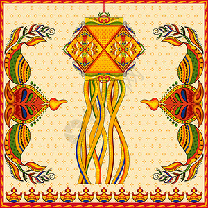 挂着Kandil灯和Diwali装饰的背景图片